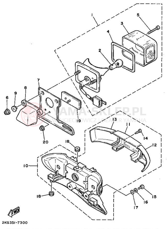 Schemat "lampa tył" do Yamaha SH50B