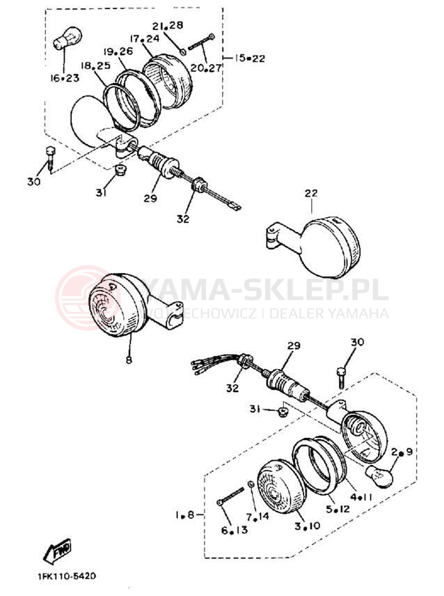 Schemat "kierunkowskazy" do Yamaha V-MAX 1200 VMX12U/VMX12UC