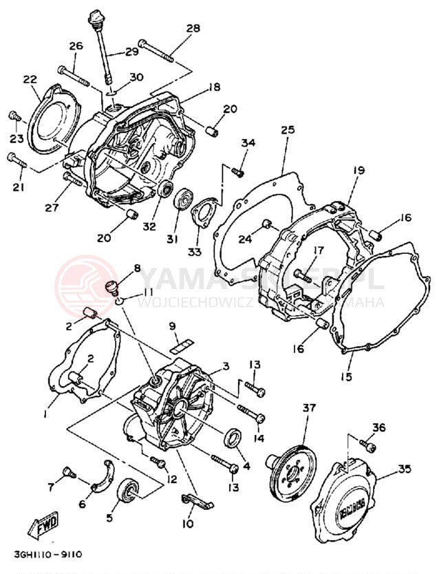Schemat "Pokrywa silnika" do Yamaha MOTO-4 YFM250W