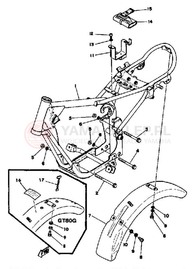 Schemat "Rama- tylny błotnik" do Yamaha GT80E