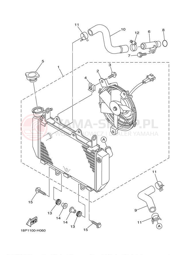 Schemat "Układ chlodzenia" do Yamaha YFZ450R YFZ450RZL