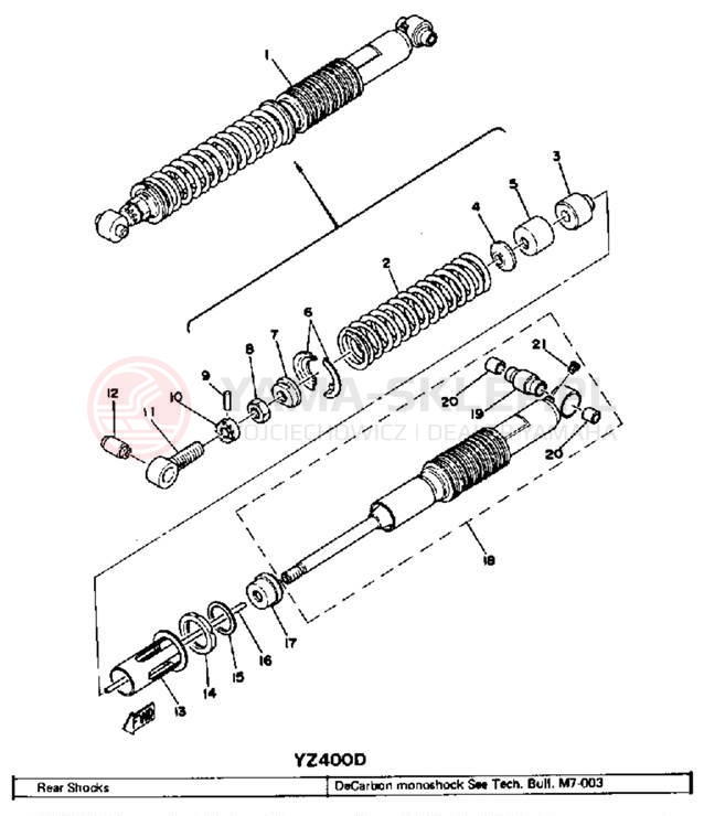 Schemat "Amortyzator tylny" do Yamaha YZ400D