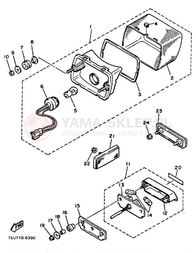 Schemat "lampa tył" do Yamaha RADIAN YX600S/YX600SC