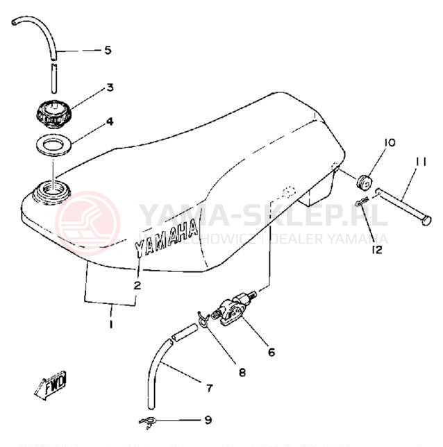 Schemat "zbiornik paliwa" do Yamaha TZ125G