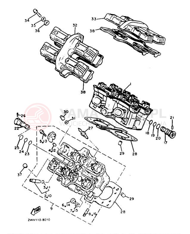 Schemat "głowica" do Yamaha VENTURE ROYAL XVZ13DUC/XVZ13DU