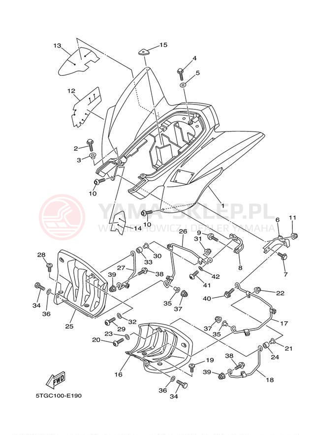 Schemat "Tylny błotnik" do Yamaha YFZ450 YFZ450W