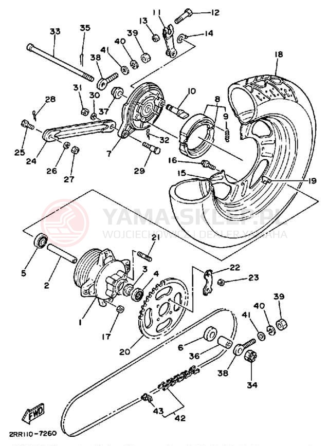 Schemat "Koło tył" do Yamaha YSR50W