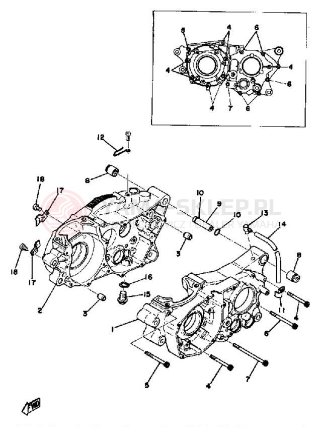 Schemat "Obudowa silnika" do Yamaha DT250C/DT400C