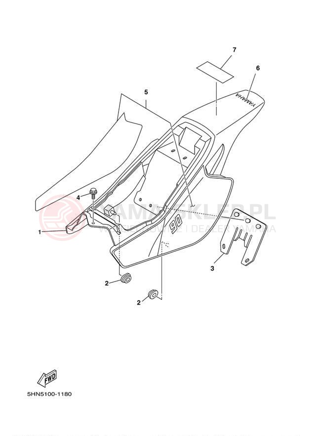 Schemat "Pokrywa boczna" do Yamaha TTR90 TTR90N