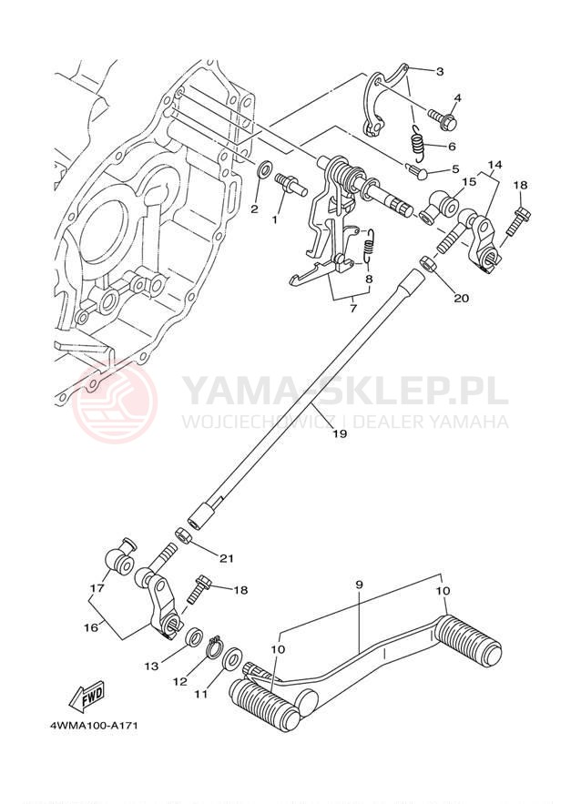 Schemat "Dźwignia zmiany biegów, wałek" do Yamaha ROAD STAR XV1600AR/XV1600ARC