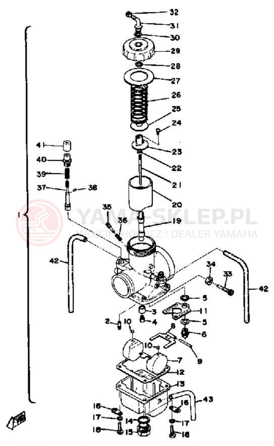 Schemat "Gaźnik" do Yamaha YZ400E