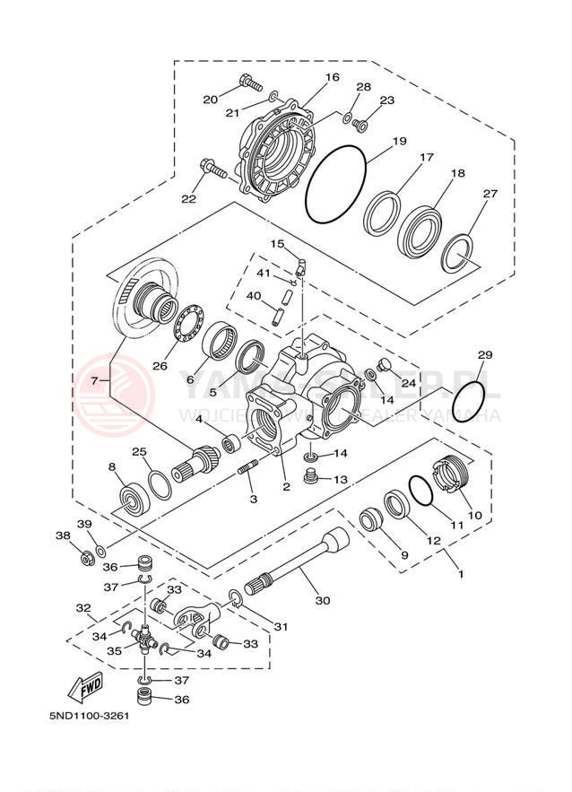 Schemat "Wał napędowy" do Yamaha KODIAK 400 4X4 YFM4FAS