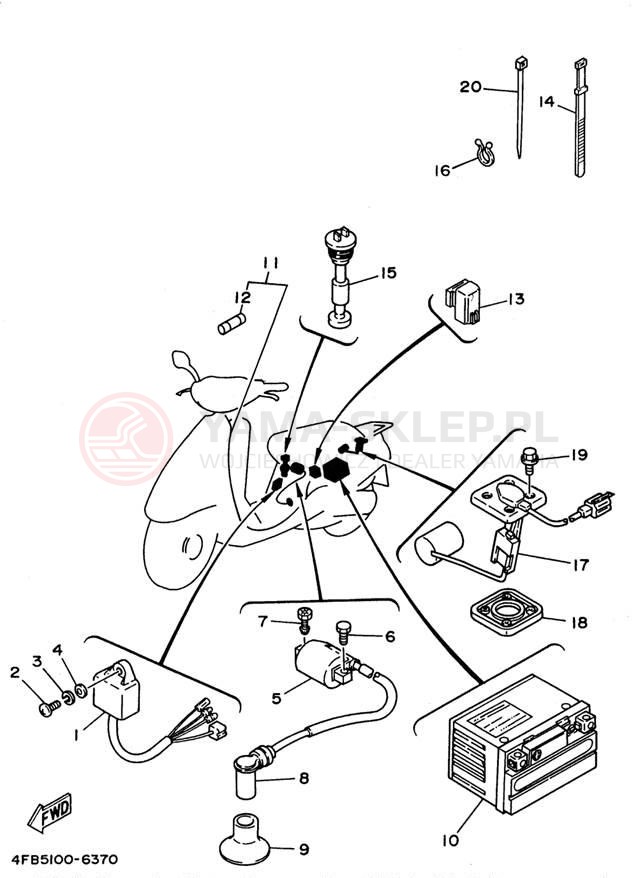 Schemat "układ elektryczny" do Yamaha JOG CY50L