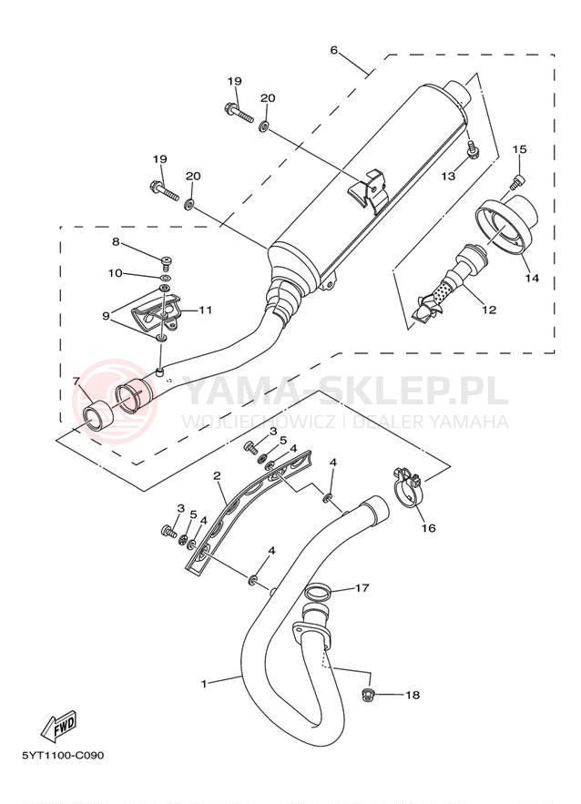 Schemat "Wydech końcowy" do Yamaha RAPTOR 350 SE YFM350RSET