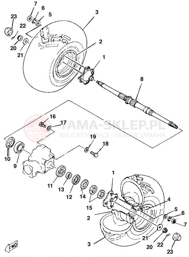 Schemat "Koło tył" do Yamaha MOTO-4 YFM225S