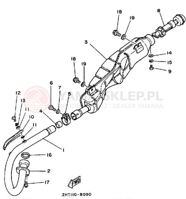 Schemat "Wydech końcowy" do Yamaha MOTO-4 YFM250B