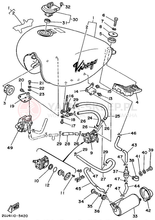 Schemat "zbiornik paliwa" do Yamaha VIRAGO 250 XV250G/XV250GC