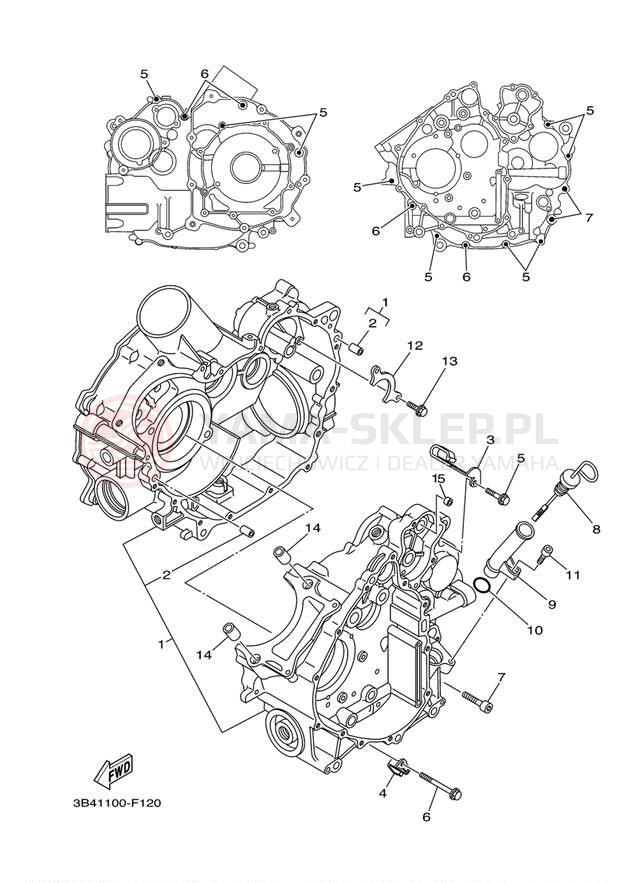 Schemat "Obudowa silnika" do Yamaha GRIZZLY 700 YFM7FGPW