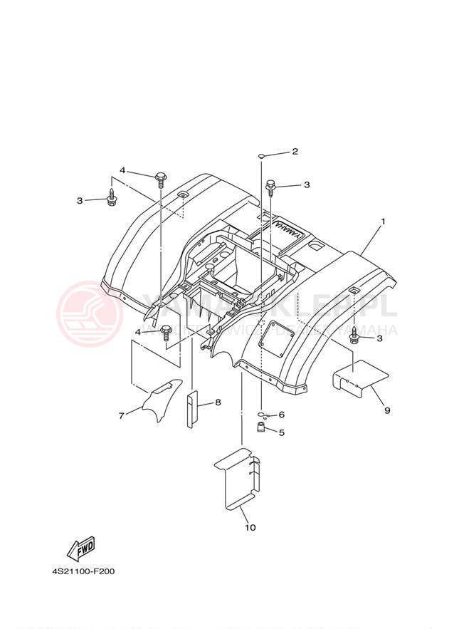 Schemat "Tylny błotnik" do Yamaha GRIZZLY 450 HUNTER YFM45FGHX
