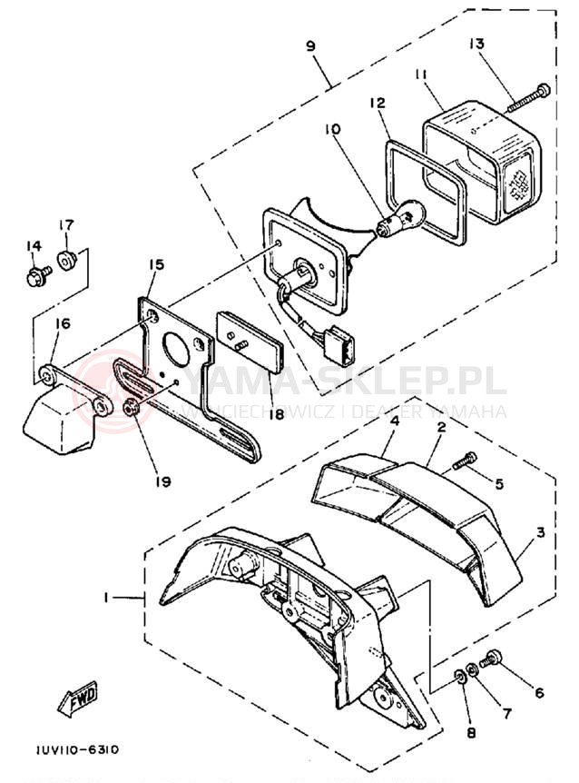 Schemat "lampa tył" do Yamaha CE50ET