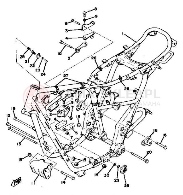 Schemat "rama" do Yamaha XS650B