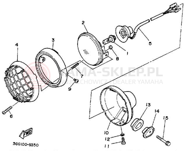 Schemat "Lampa przód" do Yamaha BANSHEE YFZ350A