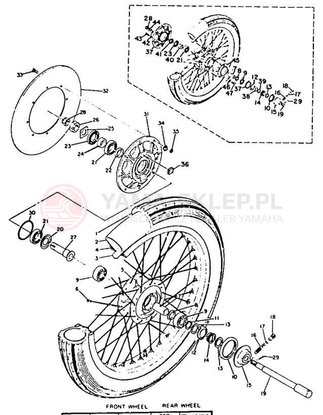 Schemat "Koło przód" do Yamaha XS1B