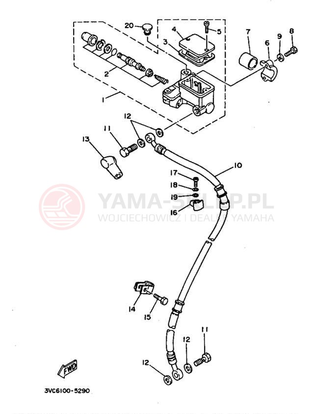 Schemat "Pompa hamulcowa przednia" do Yamaha RT180G
