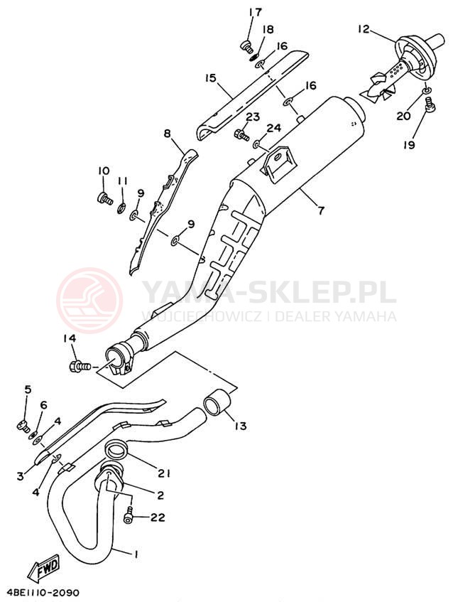 Schemat "Wydech końcowy" do Yamaha SEROW XT225L/XT225LC