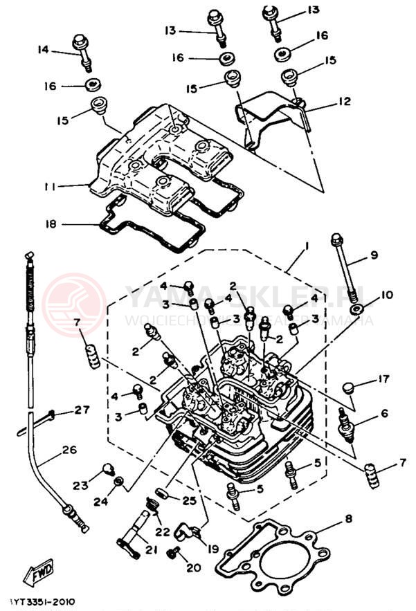 Schemat "głowica" do Yamaha XT350D/XT350DC