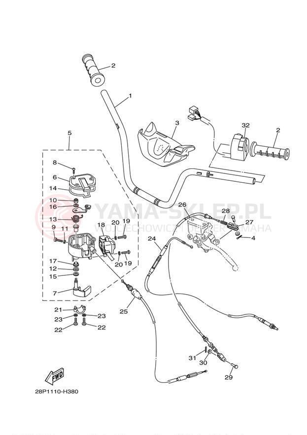 Schemat "Kierownica i osprzęt" do Yamaha GRIZZLY 550 EPS 4WD YFM5FGPAL
