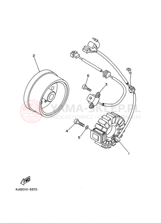 Schemat "prądnica" do Yamaha TTR225 TTR225NC/TTR225N