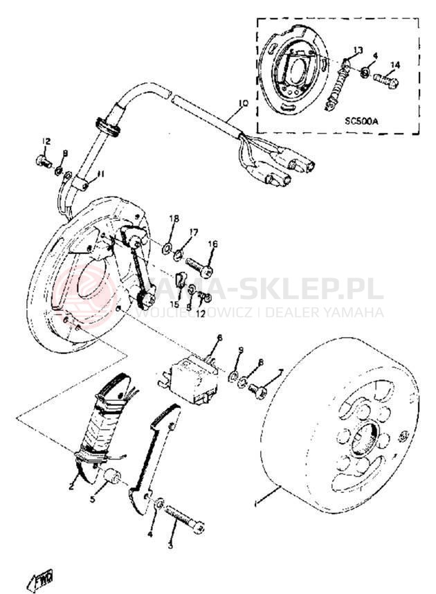 Schemat "Moduł zapłonowy - cewka" do Yamaha SC500