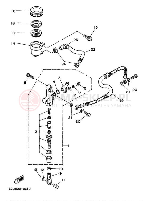 Schemat "Pompa hamulcowa tył" do Yamaha WARRIOR YFM350XJ/YFM350XJ_M
