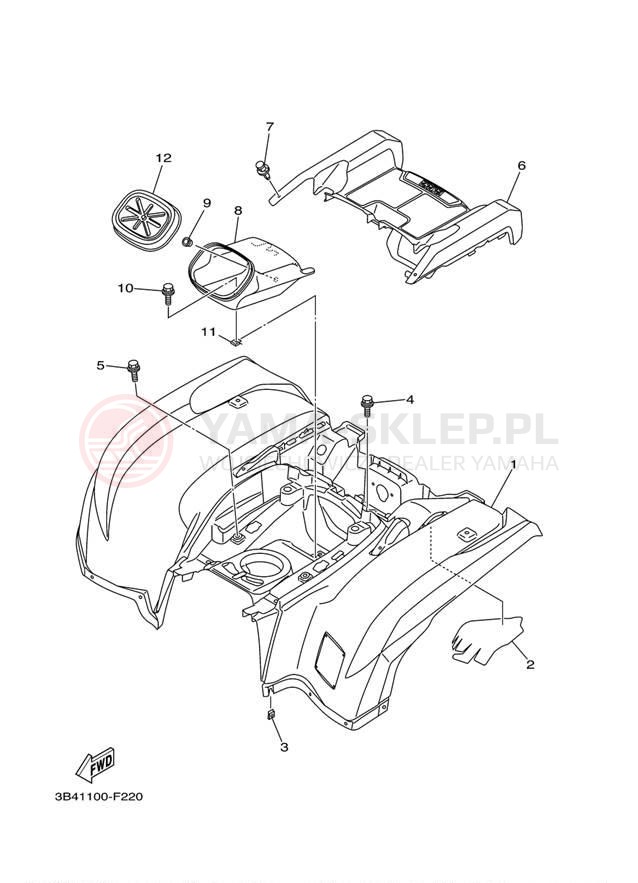 Schemat "Tylny błotnik" do Yamaha GRIZZLY 700 DUCKS YFM7FGPDUW