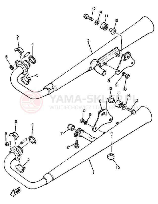 Schemat "Wydech końcowy" do Yamaha XS400 XS400H