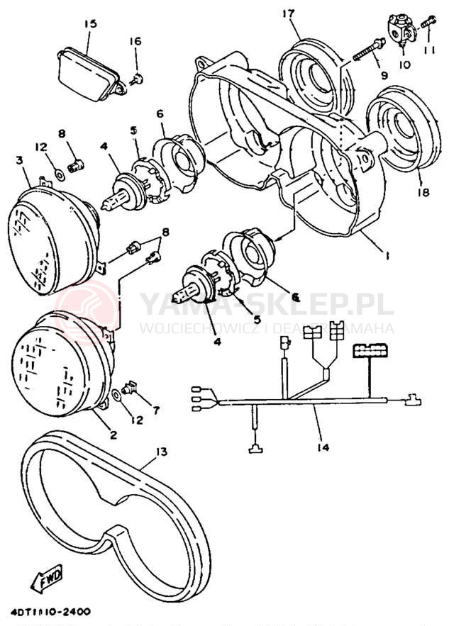 Schemat "Lampa przód" do Yamaha TDM850 TDM850DC/TDM850D
