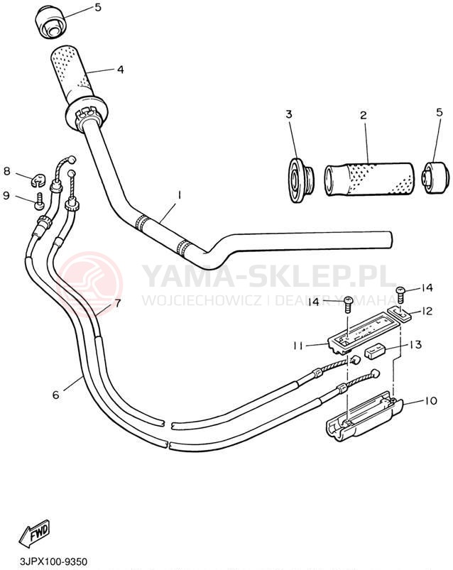 Schemat "Kierownica i osprzęt" do Yamaha V-MAX VMX1200P/VMX1200PC
