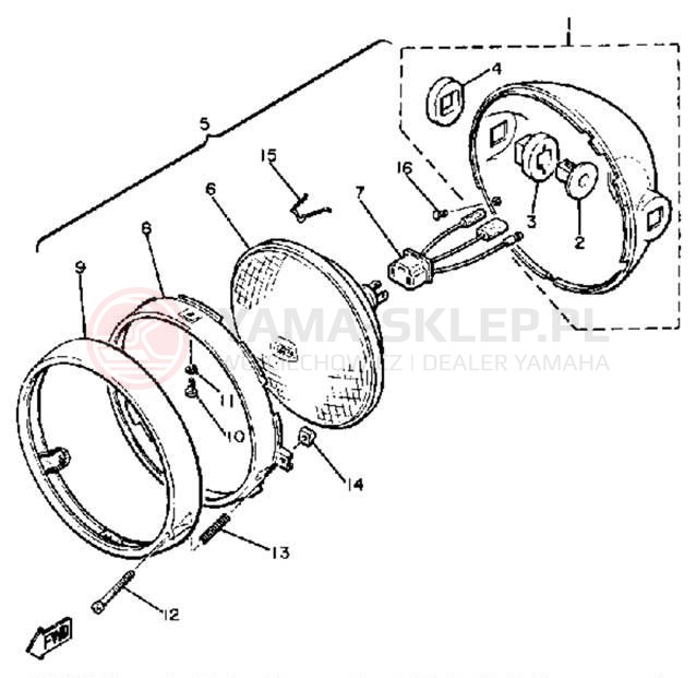 Schemat "Lampa przód" do Yamaha XS400SH