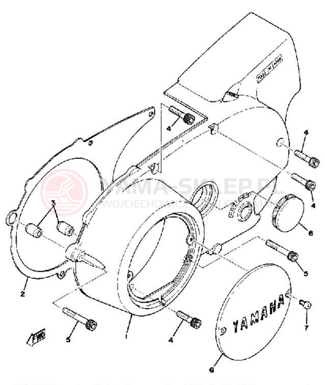 Schemat "Pokrywa silnika" do Yamaha XS650D