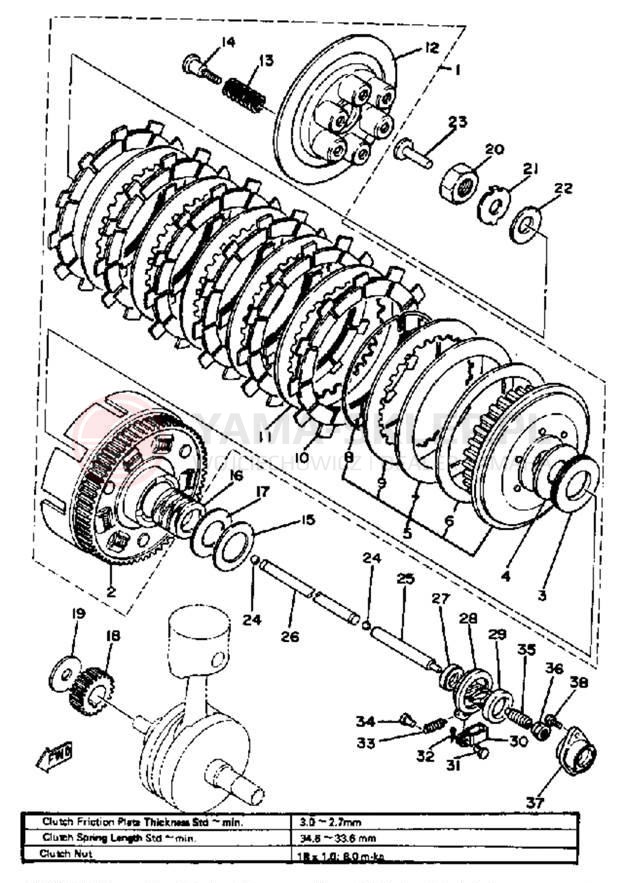 Schemat "sprzęgło" do Yamaha XS650SG
