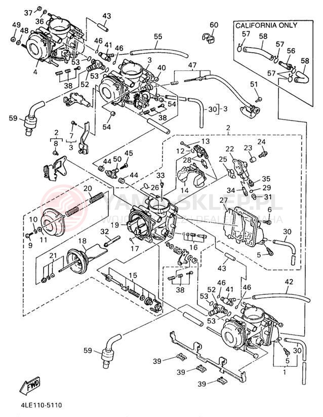 Schemat "Gaźnik" do Yamaha YZF750RKC/YZF750RK