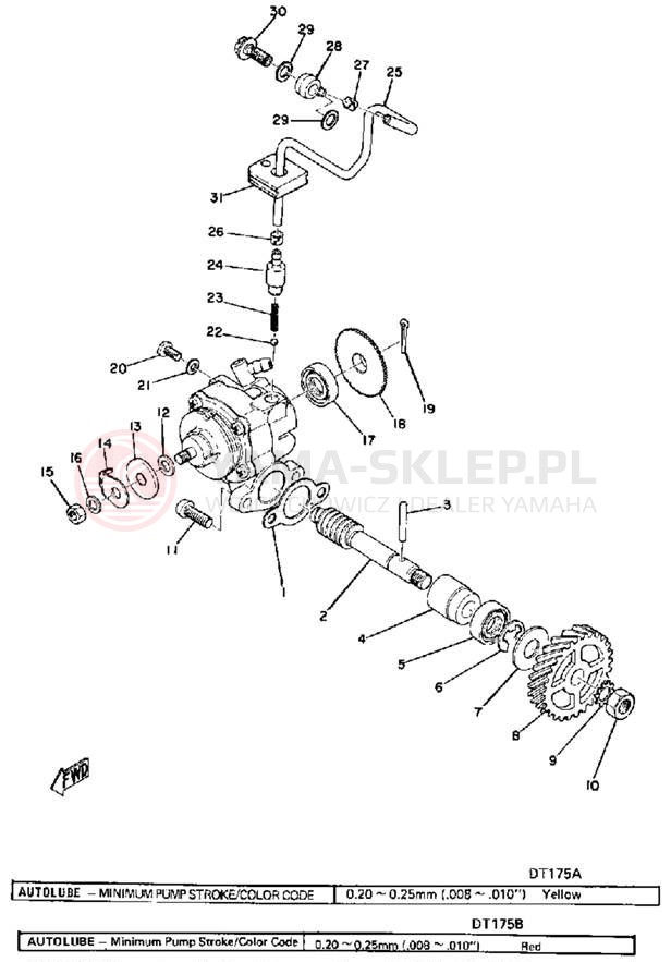 Schemat "Pompa olejowa" do Yamaha DT175B