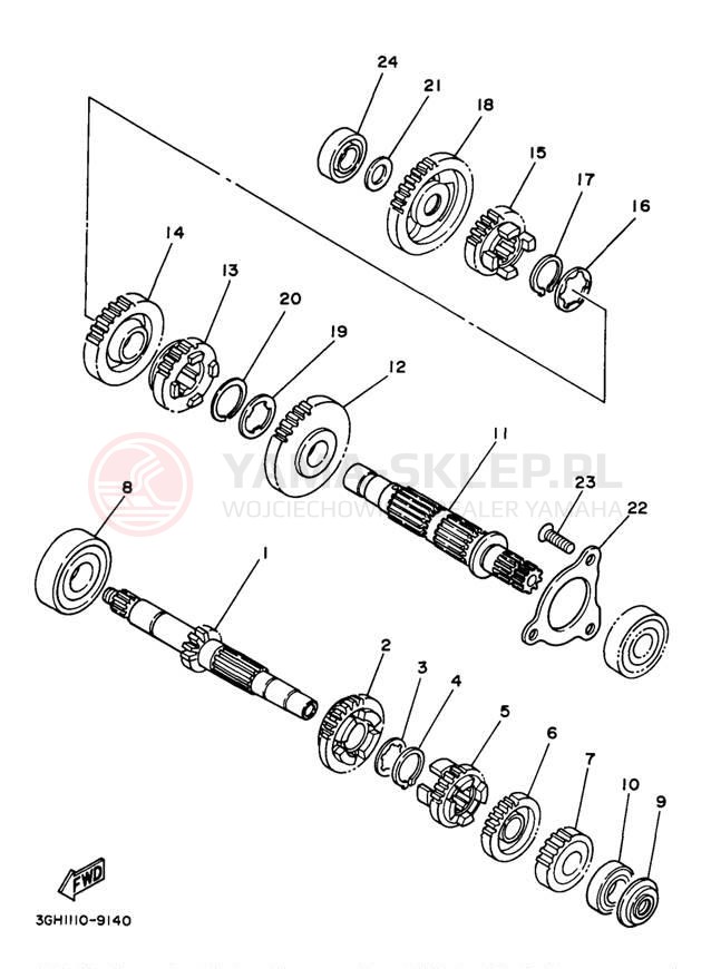 Schemat "Skrzynia biegów " do Yamaha TIMBERWOLF 4WD YFB250FWK