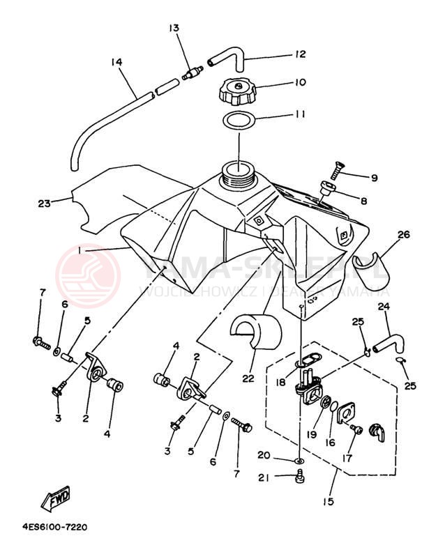 Schemat "zbiornik paliwa" do Yamaha YZ80 YZ80J1