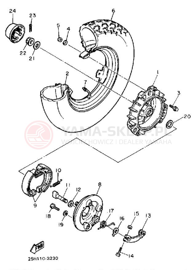 Schemat "Koło tył" do Yamaha RIVA 180 XC180K/XC180KC