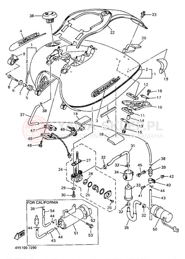 Schemat "zbiornik paliwa" do Yamaha XVZ13LTJ/XVZ13LTJC