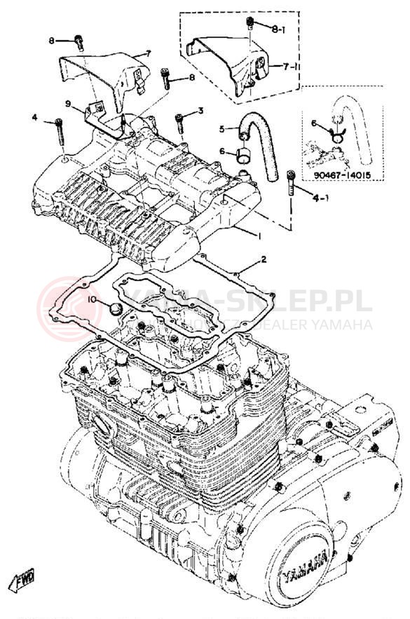 Schemat "Głowica - pokrywa" do Yamaha XS500B