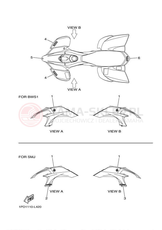 Schemat "naklejki" do Yamaha YFZ450 YFZ45BB/YFZ45BW