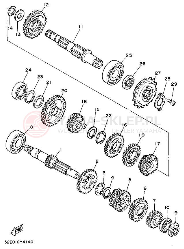 Schemat "Skrzynia biegów " do Yamaha XT350UC/XT350U